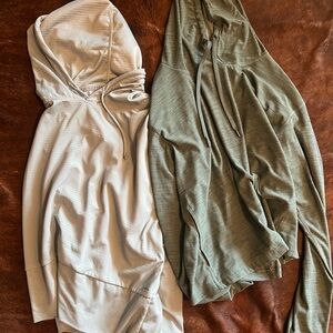 TWO boxy semi crop workout tops